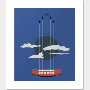 Music Guitar with Planes Aviation Design Posters and Art